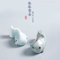 Kaiyige kiln tea pet more than a year Tea pet ornaments Celadon small fish tea tray tea play tea ceremony accessories new