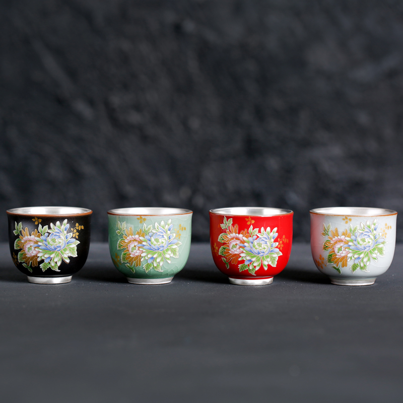 Kate jingdezhen blue and white porcelain coppering. As silver and gold and silver cups single CPU ceramic craft kung fu master cup sample tea cup