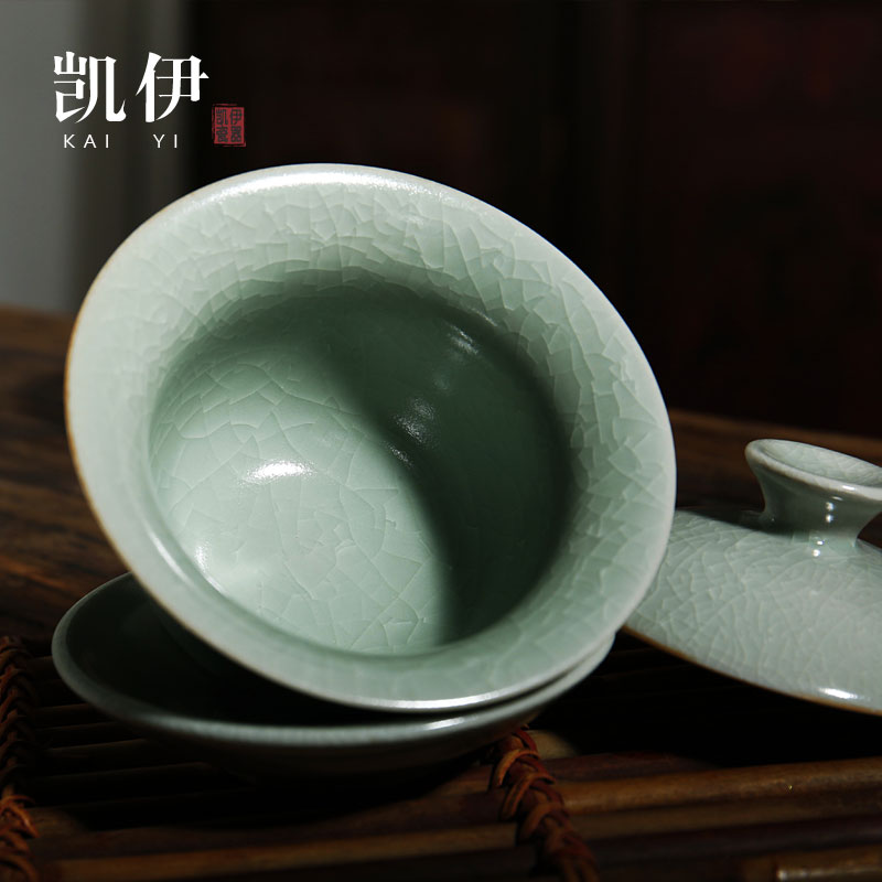 Kate ruzhou your up excessive penetration tureen tea set three bowl of kung fu tea set only can keep ceramic medium your porcelain