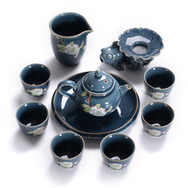 Black pottery, stole home kung fu tea set jingdezhen ceramic teapot teacup tureen tea tea service office