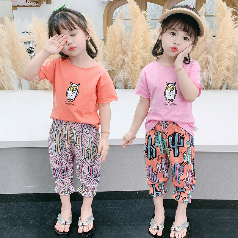 Baby girl summer dress Western style girls two-piece suit 12-year-old baby children's clothing 3-year-old girl 4 children's anti-mosquito pants 5