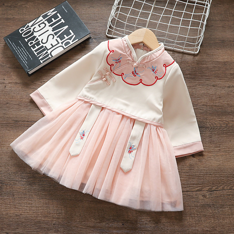 Hanfu girls autumn dress baby New Year's dress children's ancient costume Mid-Autumn Chinese catch week dress baby clothes
