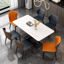 Italian rock board table modern simple household small family dining table Nordic light luxury rectangular table and chair combination