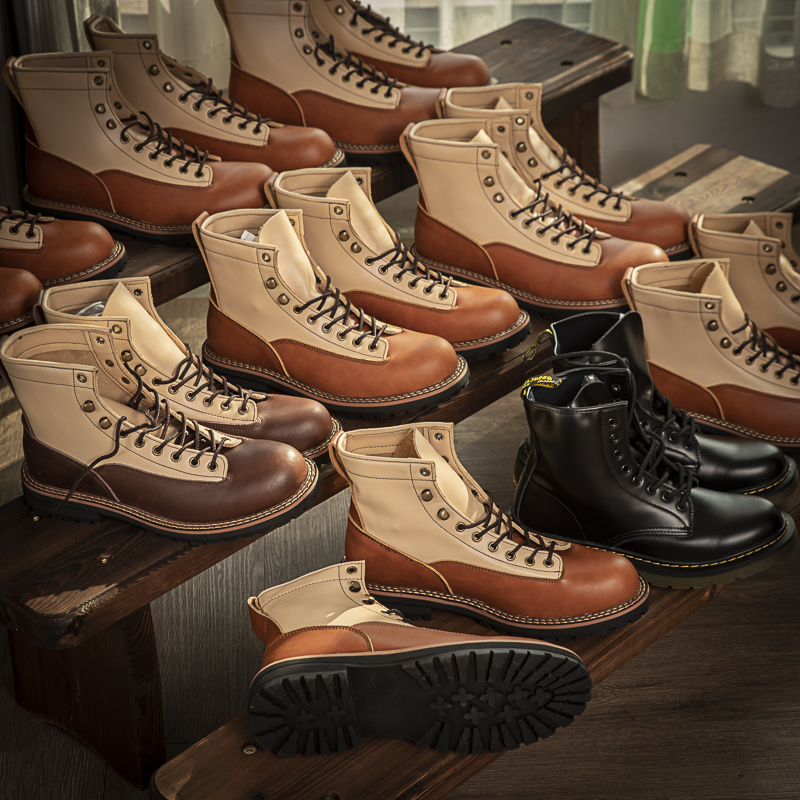 Walk overseas single men's retro beauty series click Breeze Tooling Locomotive High Cylinder Abrasion Resistant Head Layer Cow Leather Martin boots