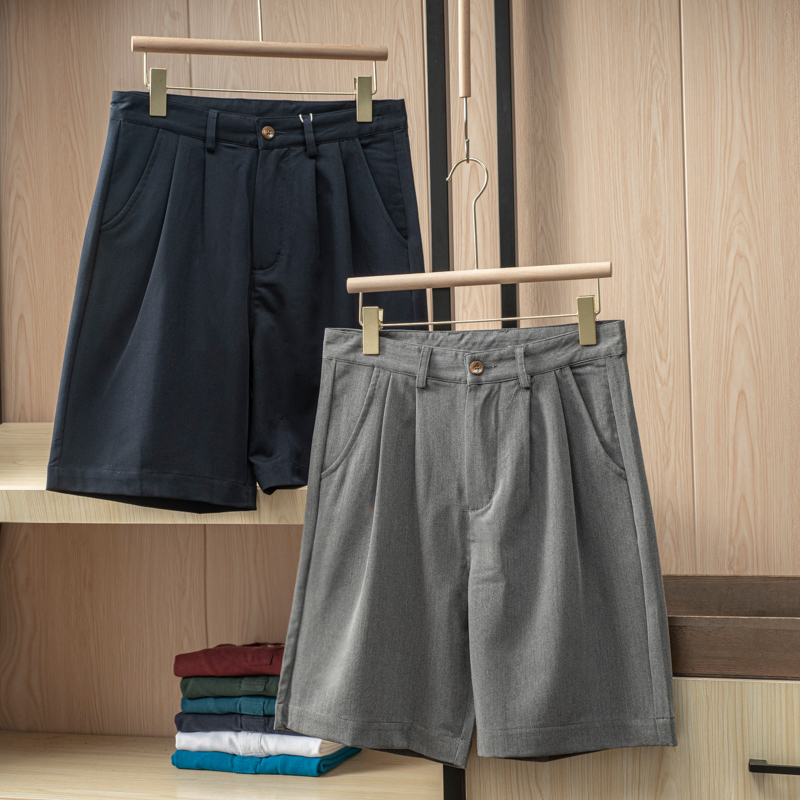 Day Series Wind Classic Suit Elements Yuppie Art Retro Anti-Wrinkle Smooth Fabric Small Suit Shorts 50% Pants