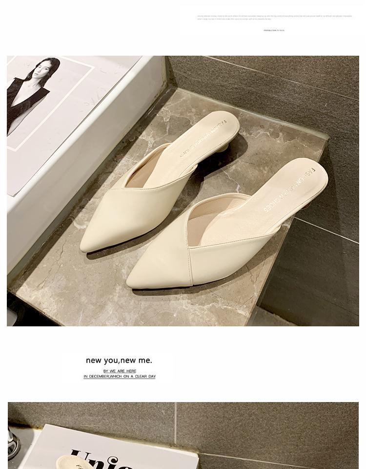 Nhỏ tươi lười da mềm miệng nông mèo với một nửa dép nữ giày cao gót nữ 3cm mùa hè mát mẻ kéo nhọn Giày Muller - Dép những mẫu dép nữ hot nhất hiện nay