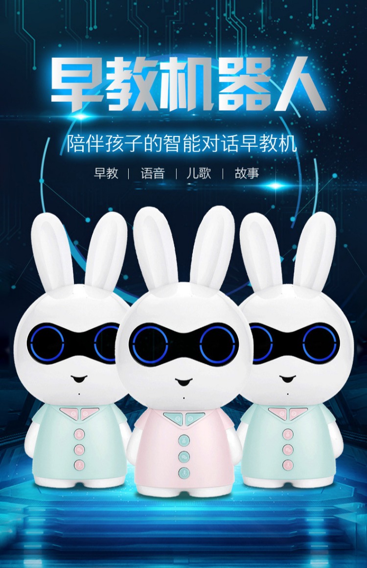 Tải về có thể sạc lại 0-3-9 tuổi WIFI trẻ em thỏ con robot đồ chơi thông minh câu chuyện máy giáo dục sớm robot trẻ em xoay 360 độ