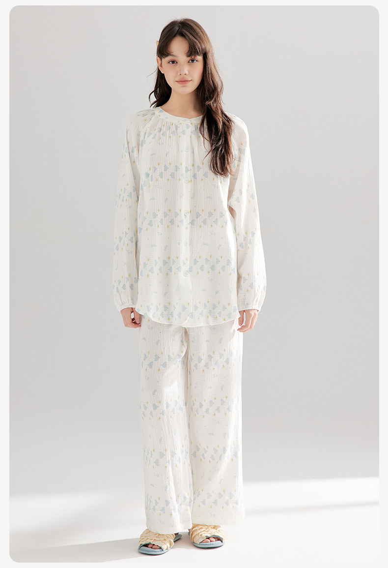 纱布月子服夏季薄款产后双层纯棉喂奶家居服哺乳孕妇睡衣女春秋 — 19
