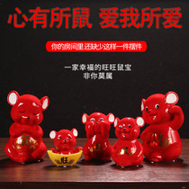 Three mice ceramic ornaments creative cute home living room decoration craft gifts The Year of the Rat mascot The year of the life