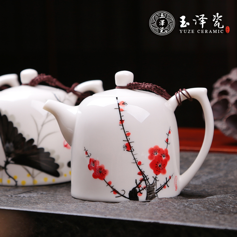 Taiwan hand - drawn plum teapot Kung fu tea accessories household retro - small teapot creative tea set