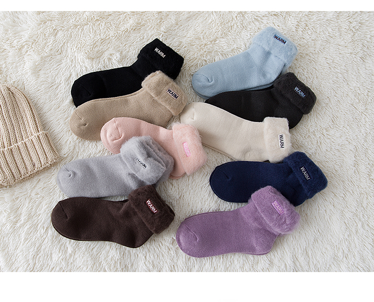 Vớ nữ mùa đông cộng với nhung dày len ấm áp trong ống vớ cotton kéo terry vớ siêu dày bà bầu tất tháng vớ cổ ngắn