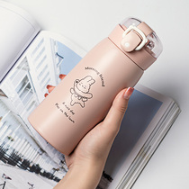 Thermos cup Female ins Harajuku style with straw type girl primary school student water cup Simple Japanese 304 stainless steel cup