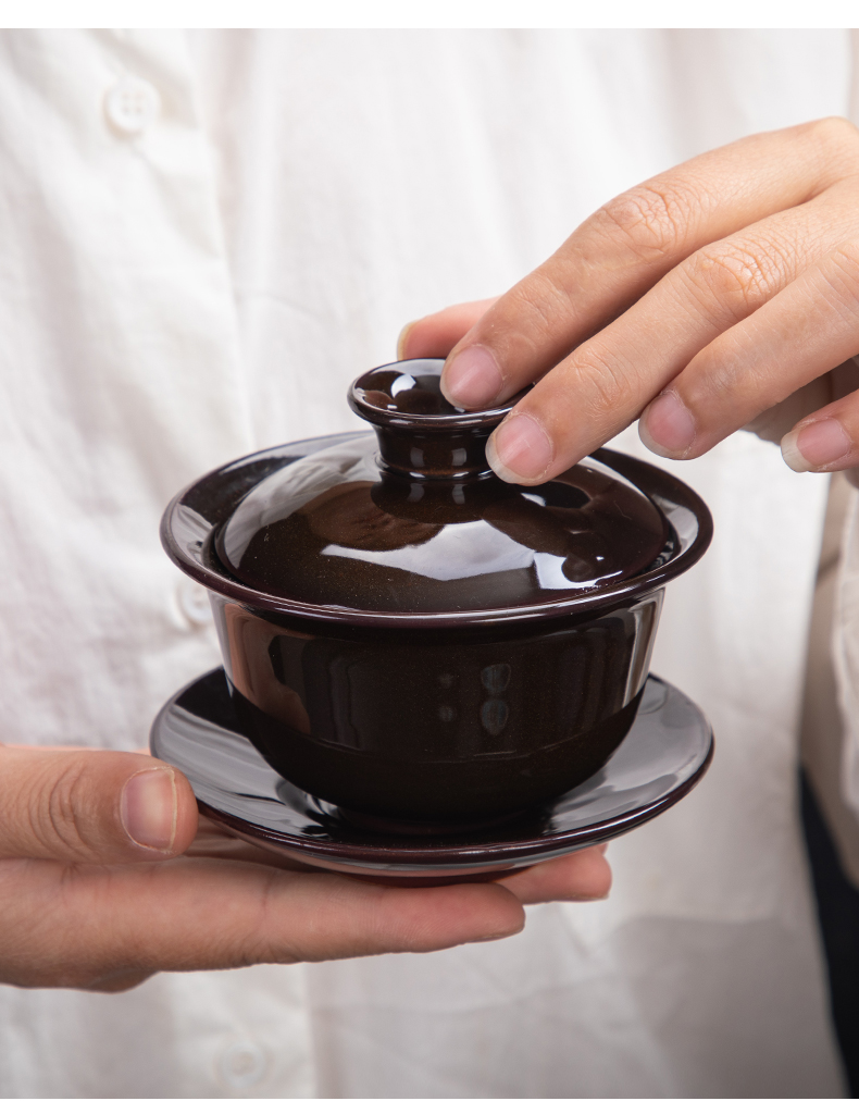 Variable tureen ceramic three tureen built only red glaze, alluvial gold bowl to bowl kung fu tea cups