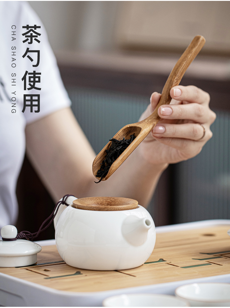 Contracted tian, white tea way to 6 gentleman combination kung fu tea accessories ceramic tube of bamboo wood ChaGa tea spoon