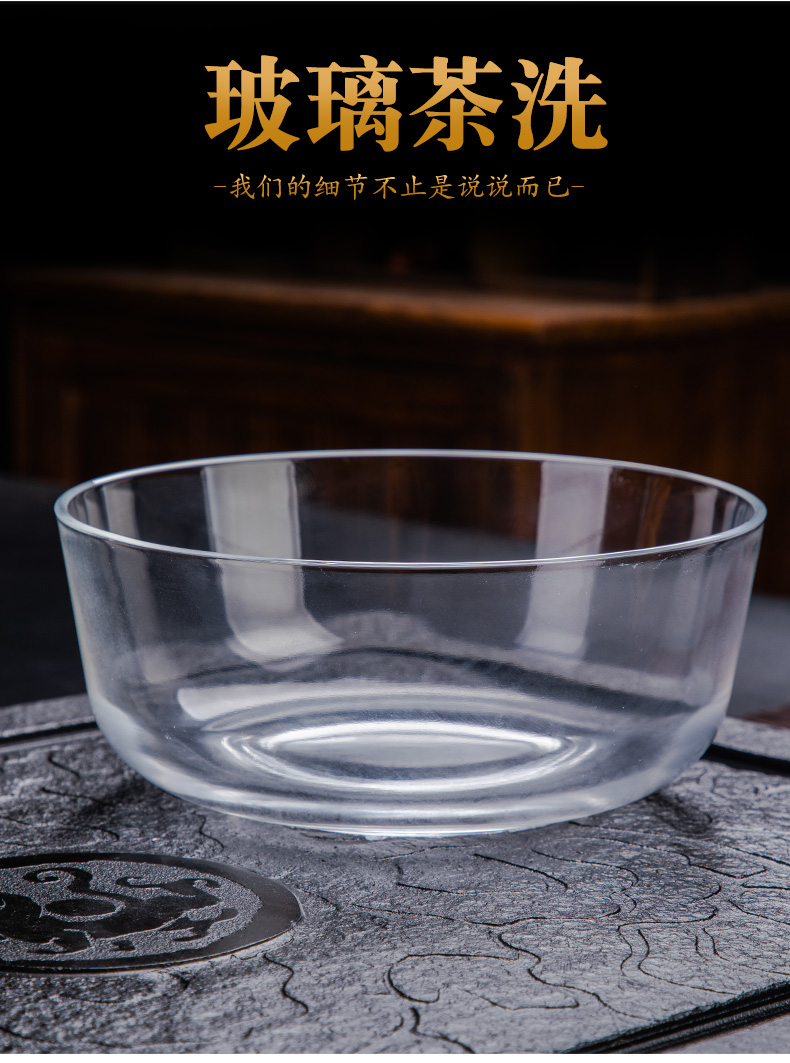 Transparent glass tea set with household Japanese contracted kung fu tea tray cup double teapot tea hot