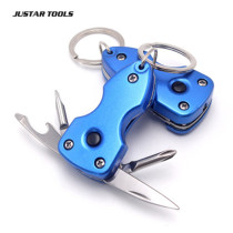 Creative portable equipment with lamp multi-function folding knife mini keychain gadget gift knife