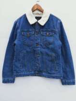 Metersbonwe cotton-padded winter New imitation lambwool denim cotton jacket windproof and warm denim coat tide