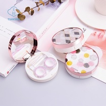 New Korean creative students integrated quicksand portable flip cover mens single travel contact lens case Boys