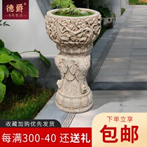 Antique stone carving lotus seat Sumeru seat Flower stand Bonsai villa courtyard Natural stone flower pot base potted flower table