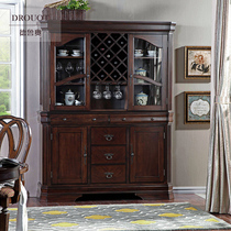American retro solid wood high-end wine cabinet living room hall cabinet porch wine cabinet simple partition display cabinet locker
