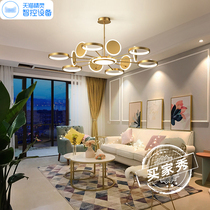 Modern light luxury living room chandelier 2021 new restaurant upscale bedroom simple atmosphere Nordic molecular lamp set