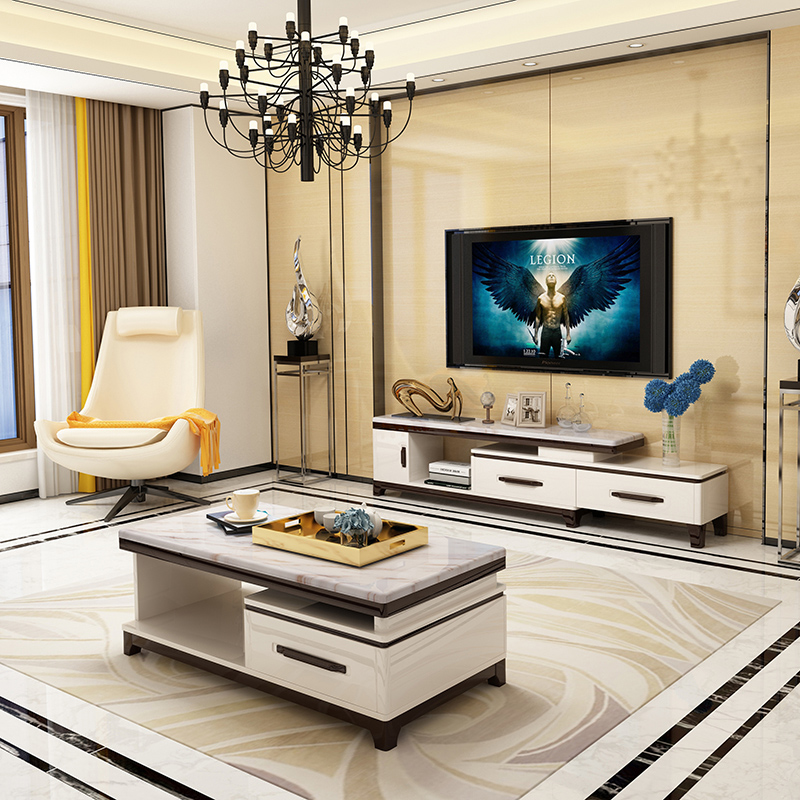 Zun Yao marble TV cabinet coffee table telescopic combination ... Zun Yao marble TV cabinet coffee table telescopic combination ...