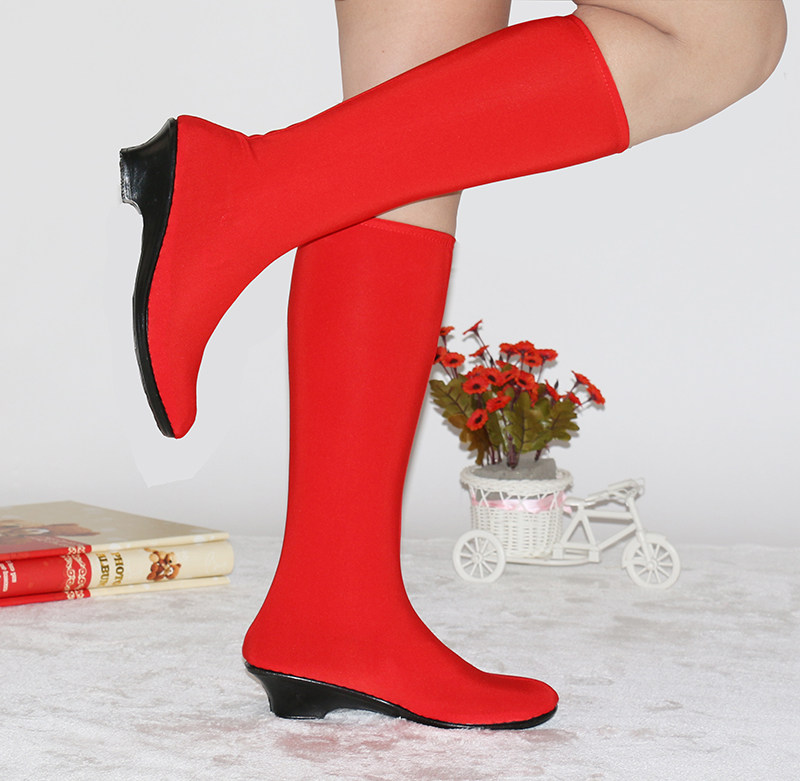 Adult Tibetan dance shoes minority Mongolian black dance boots stage performance shoes sailor elastic drum boots