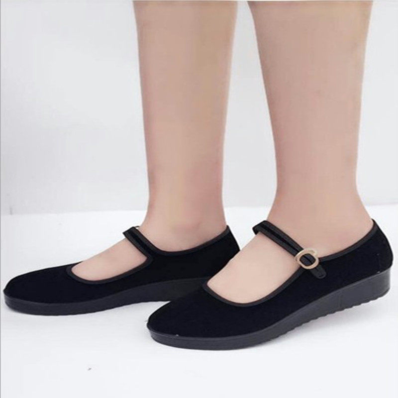 Spring Summer Children Black Flat Suede Cloth Shoes Soft Bottom Students Single Shoes Dance Shoes Black Hotel Etiquette Shoes Army Assembly Shoes 