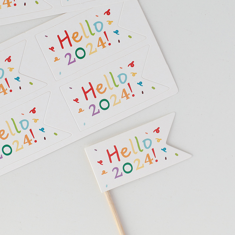 ins wind cross year 2024 New Year Happy cake inserts New Year's Eve Cross year Little Cake Sweet Terrace small Flag Flags Plugins-Taobao