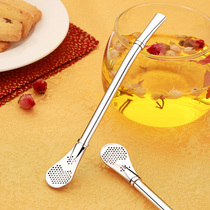 304 stainless steel filter straw spoon Environmental protection beverage tube Non-disposable milk tea cold drink coarse straw mixing spoon