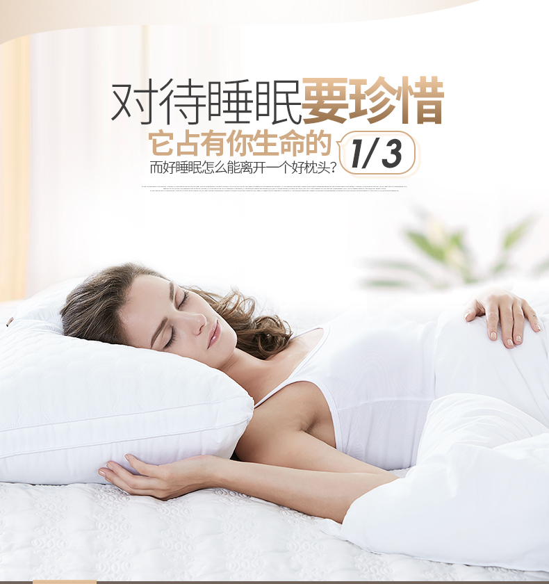紫罗兰 防螨抗菌 全棉羽丝绒枕头 74*48cm 1对装 图3