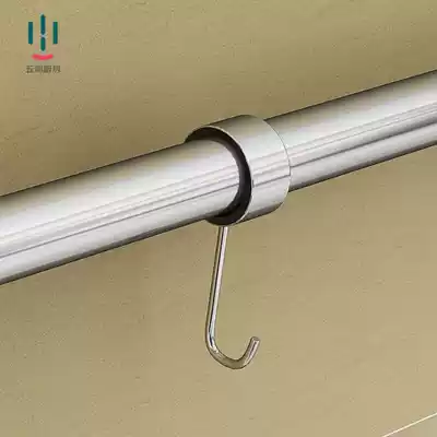 Wurun 304 stainless steel pipe kitchen rack hanging rod kitchen rack adhesive hook J hook wall hanging storage layer shelf