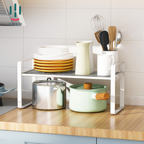 Kitchen rack countertop seasoning rack cabinet partition layered cabinet storage stainless steel pot rack desktop small shelf