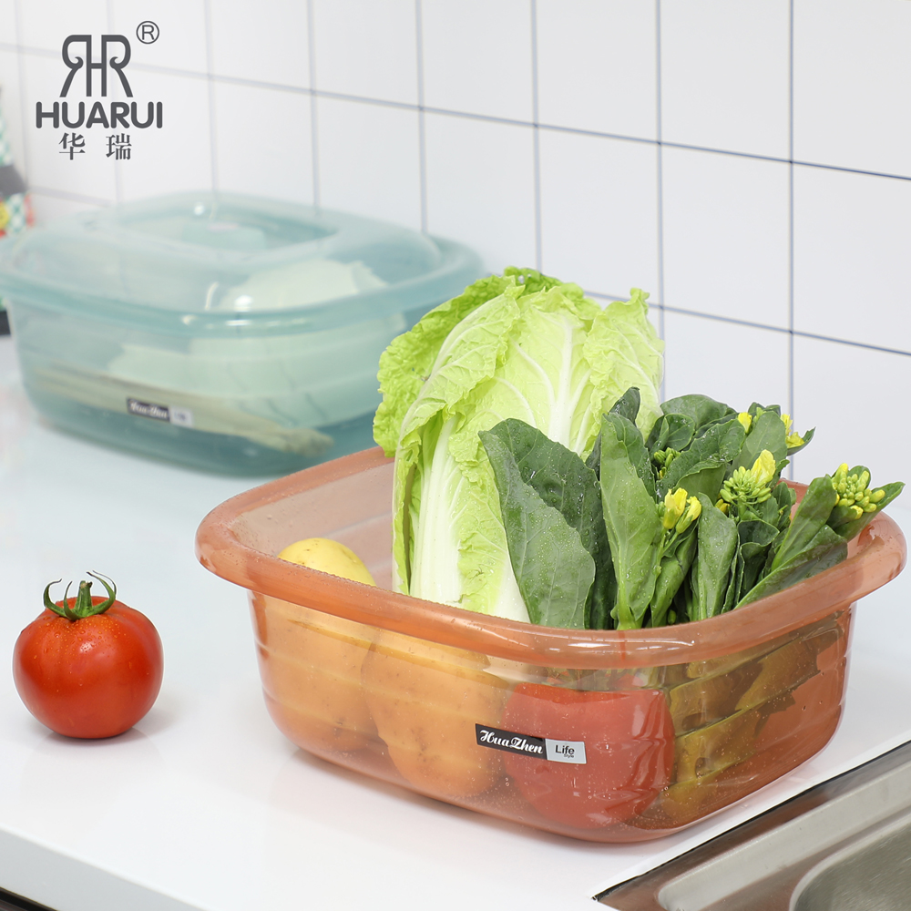 With Lid Kitchen Plastic Basin Thickened Fridge Refreshing box containing basin Vegetable Fruit Basin Big plastic basin