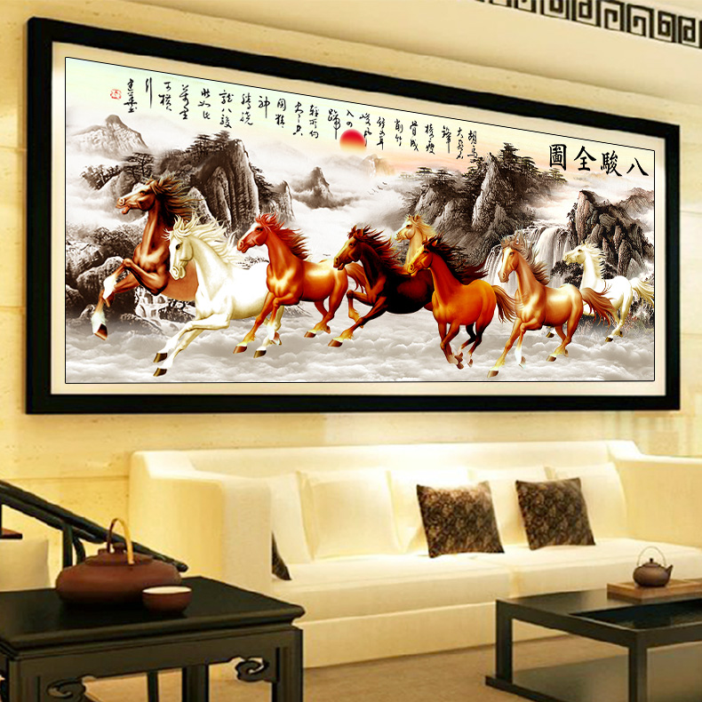 2019 Các phòng khách mới khâu thêu ren thêu đầy đủ tám con ngựa mạnh Tám Ngựa thành công cho bức tranh phong cảnh - Công cụ & phụ kiện Cross-stitch tranh thêu chữ thập sơn thủy hữu tình