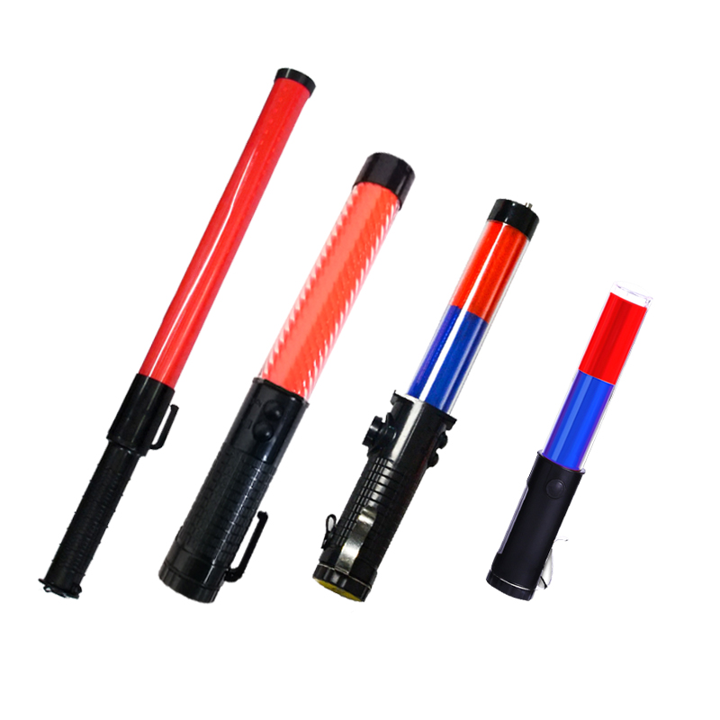 (Traffic baton) Rechargeable LED red and blue flash lights night safety glow stick warning stick guide stick