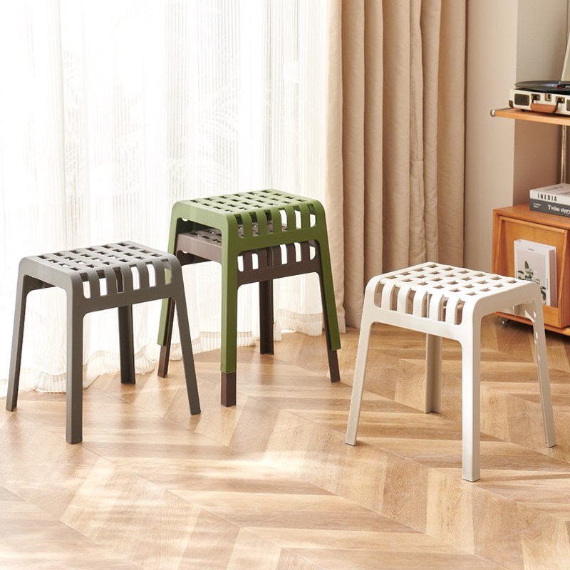 Thickened Plastic Stools for Home Use, Simple Dining Room Stools, Hollow-Out Leisure Square Stools for the Living Room, Stackable Spare High Stools Thickened Plastic Stools for Home Use, Simple Dining Room Stools, Hollow-Out Leisure Square Stools for the Living Room, Stackable Spare High Stools