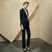 wq high-end professional suit suit womens fashion temperament Navy blue slim suit Office business womens pants