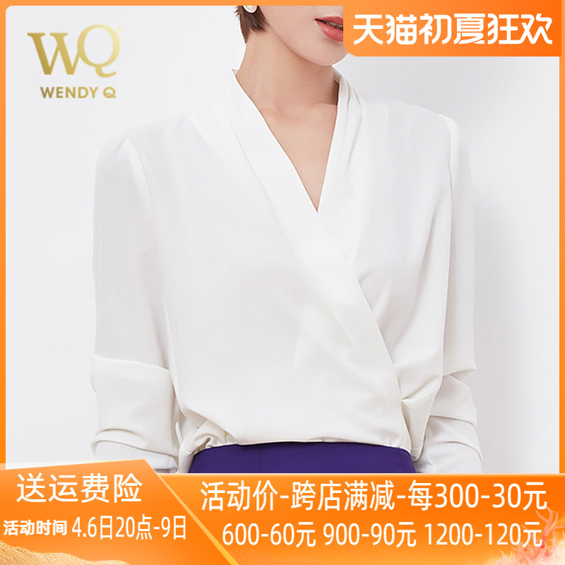 High-end fashion white shirt woman V-collar elegant professional shirt white half skirt OL women's clothes spring and autumn blouse