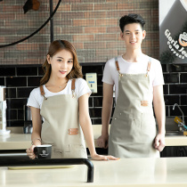 Korean fashion canvas apron custom LOGO milk tea coffee restaurant cake shop baking manicure printing