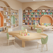 Early childhood education center childrens table and chair combination training institution coffee table learning graffiti game solid wood special-shaped cloud low table