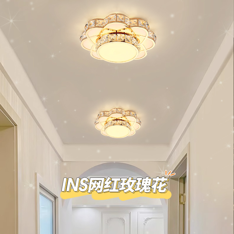 Crystal aisle light corridor light simple modern net red hot style light luxury entry door porch light led ceiling light