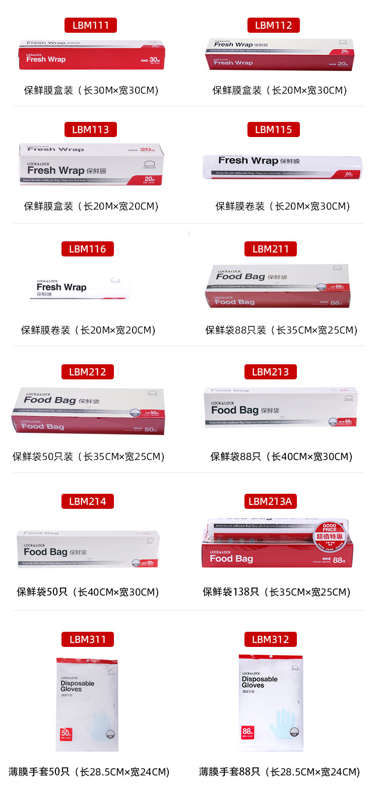 LOCK&LOCK 乐扣乐扣 PE食品保鲜膜*2卷 双重优惠折后￥6.9起包邮