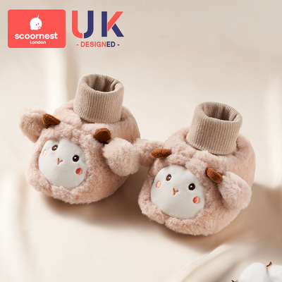 Baby Shoes for 6 to 12 Months, Autumn and Winter Models, 0-3 Months Shoes and Socks, Pre-Walking Shoes, Soft Sole, Non-Slip, Toddler Cotton Shoes with — 4