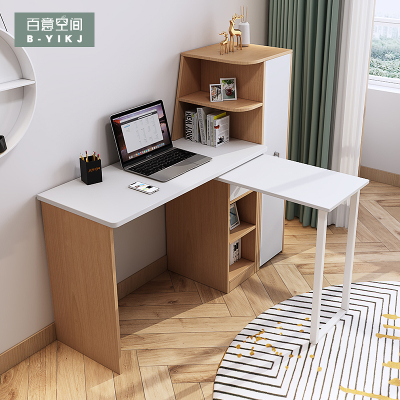 Nordic Desk Bookshelf Integrated Brief Corner Learning Desk Bookcase Small Family Type Home Multifunction Corner Computer Desk