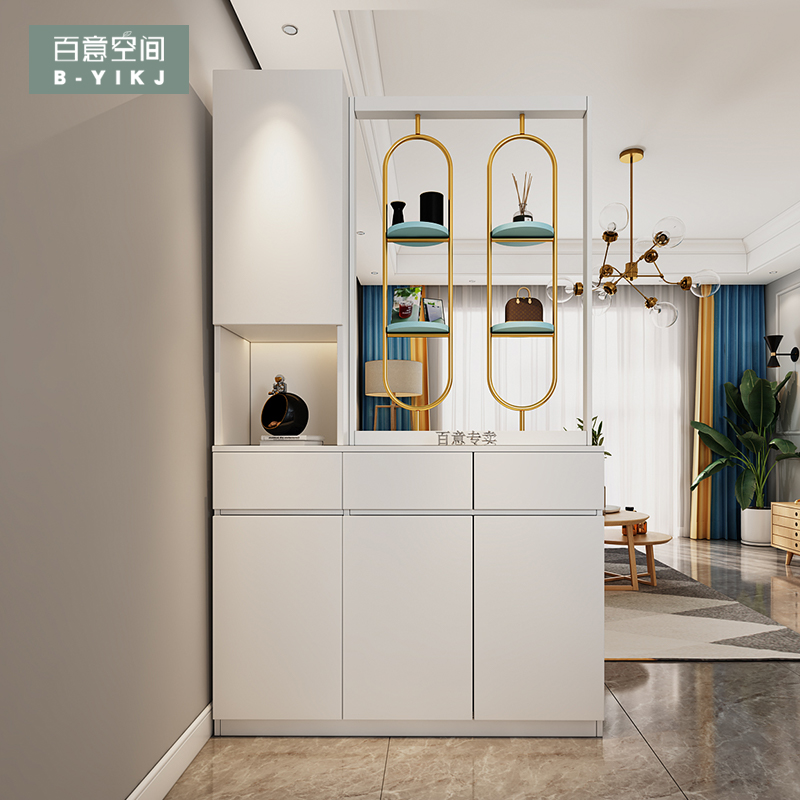 Living room partition cabinet entry porch cabinet shoe cabinet integrated Nordic light luxury screen household simple hall cabinet shelf