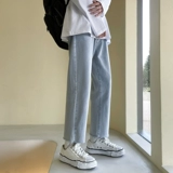 Демисезонные черные джинсы, приталенный комбинезон, мужские штаны, свободный прямой крой