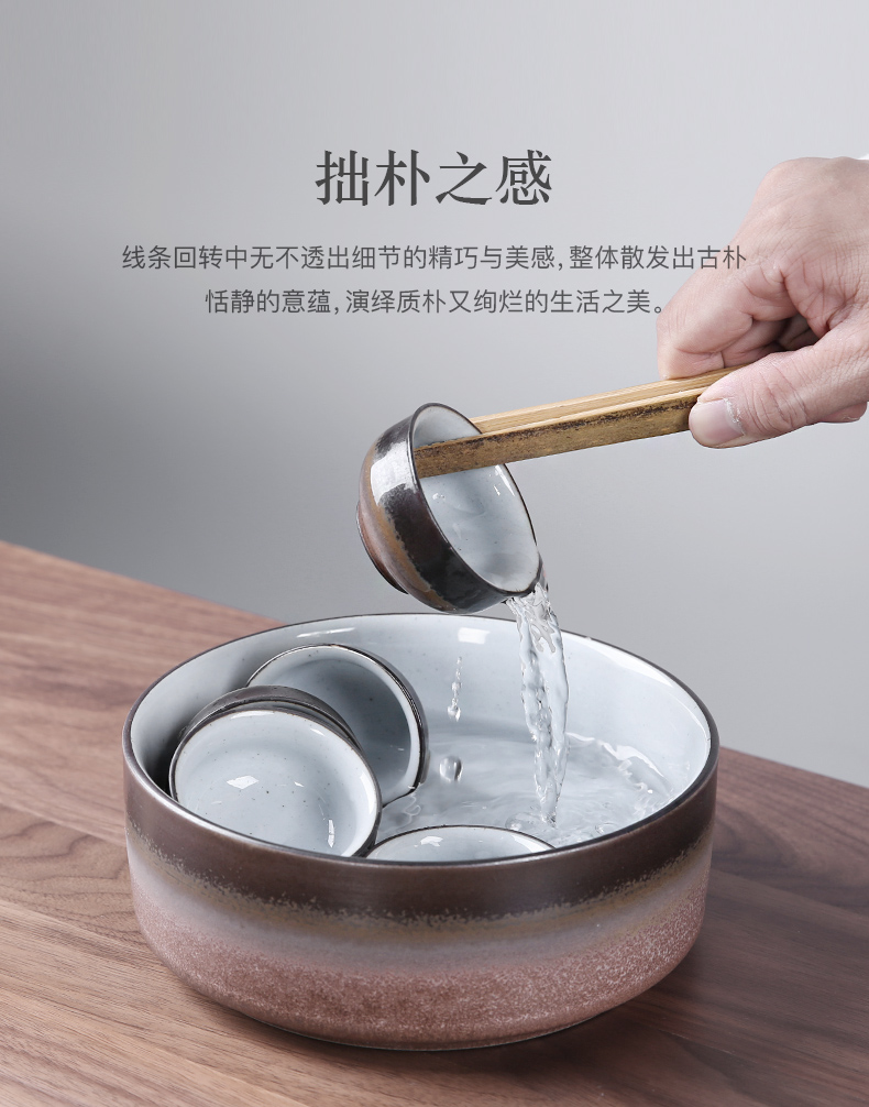 Three thousand ceramic checking retro washed kung fu tea tea village water jar writing brush washer tea accessories coarse pottery tea wash to wash to the CPU