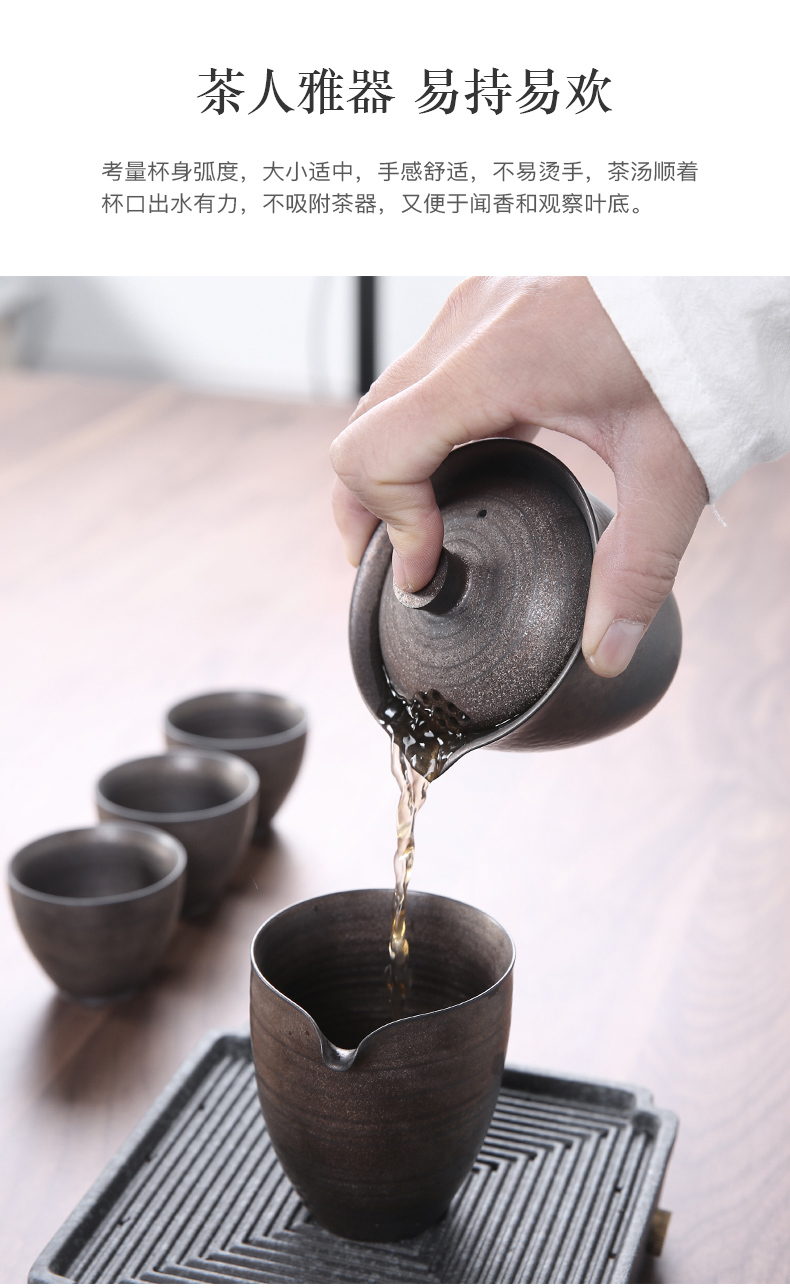 Three thousand clay POTS retro hand grasp pot of Japanese tea village coarse pottery imitation copper teapot kung fu tea set household single pot of tea