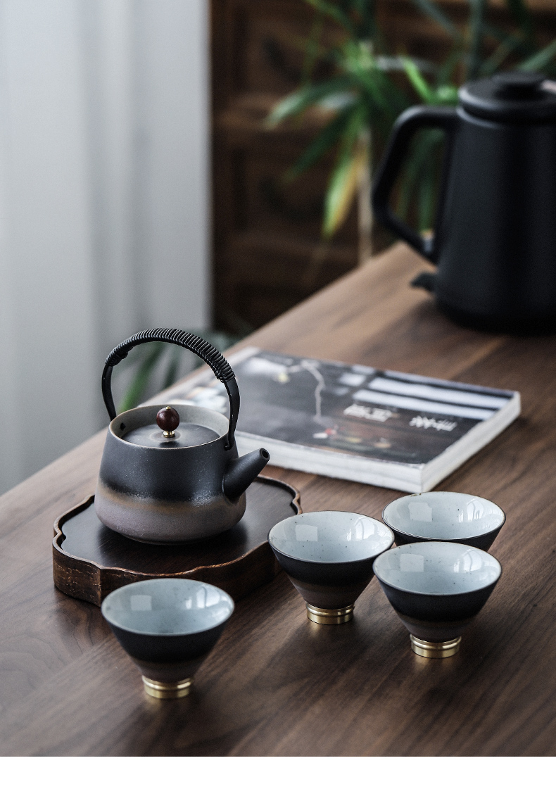 Three thousand creative girder pot of ceramic tea village home coarse pottery tea bowl of Japanese kung fu tea sets tea gifts